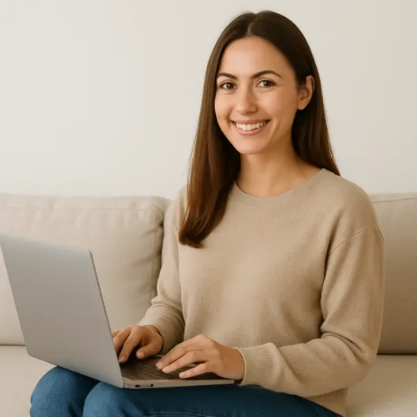 Mulher feliz com seus negocios